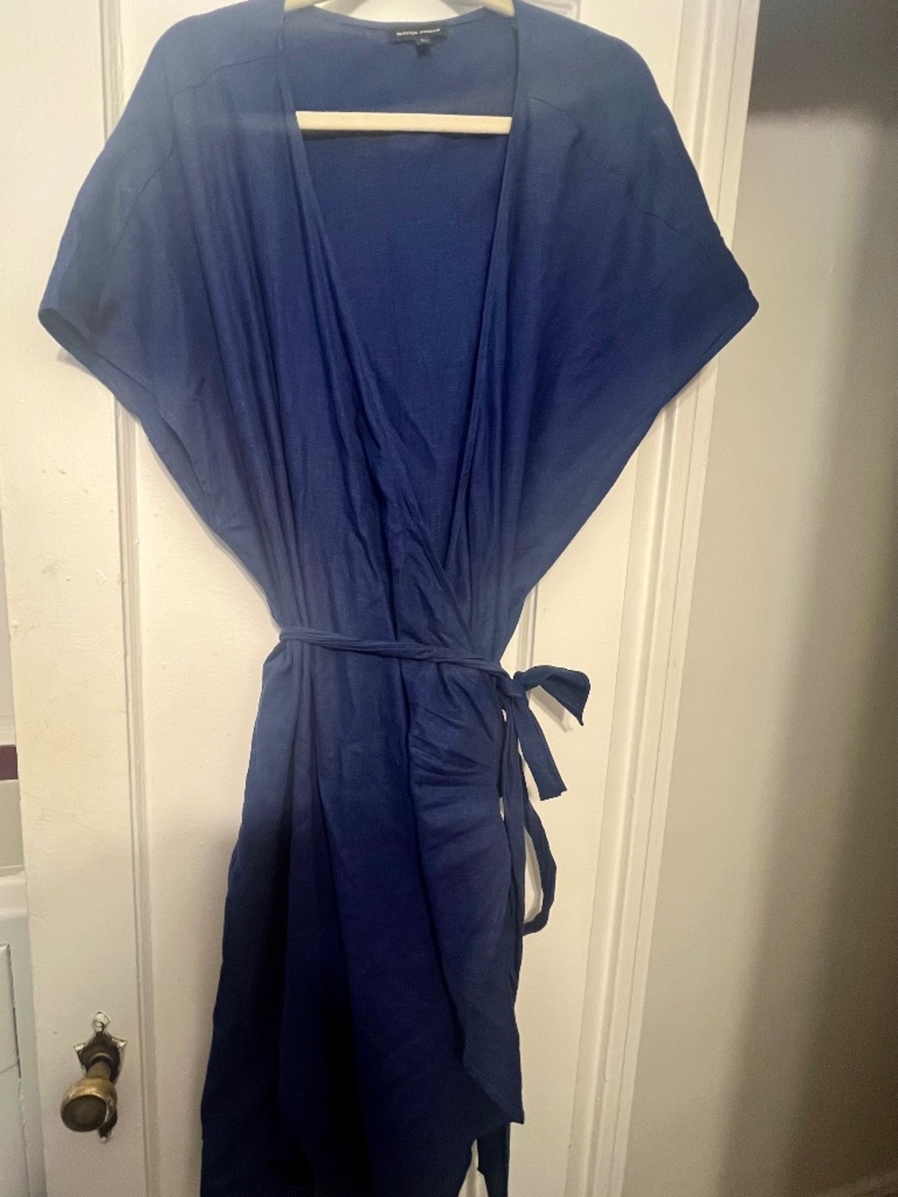 Universal Standard Tulip Hem Linen Wrap Dress - True Blue